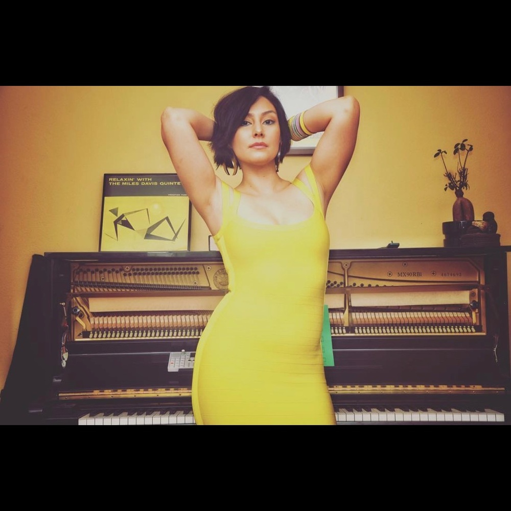 Marciano yellow spandex dress XS worn once